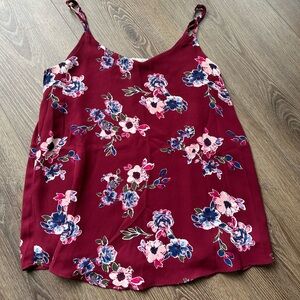 Maroon floral top, size M